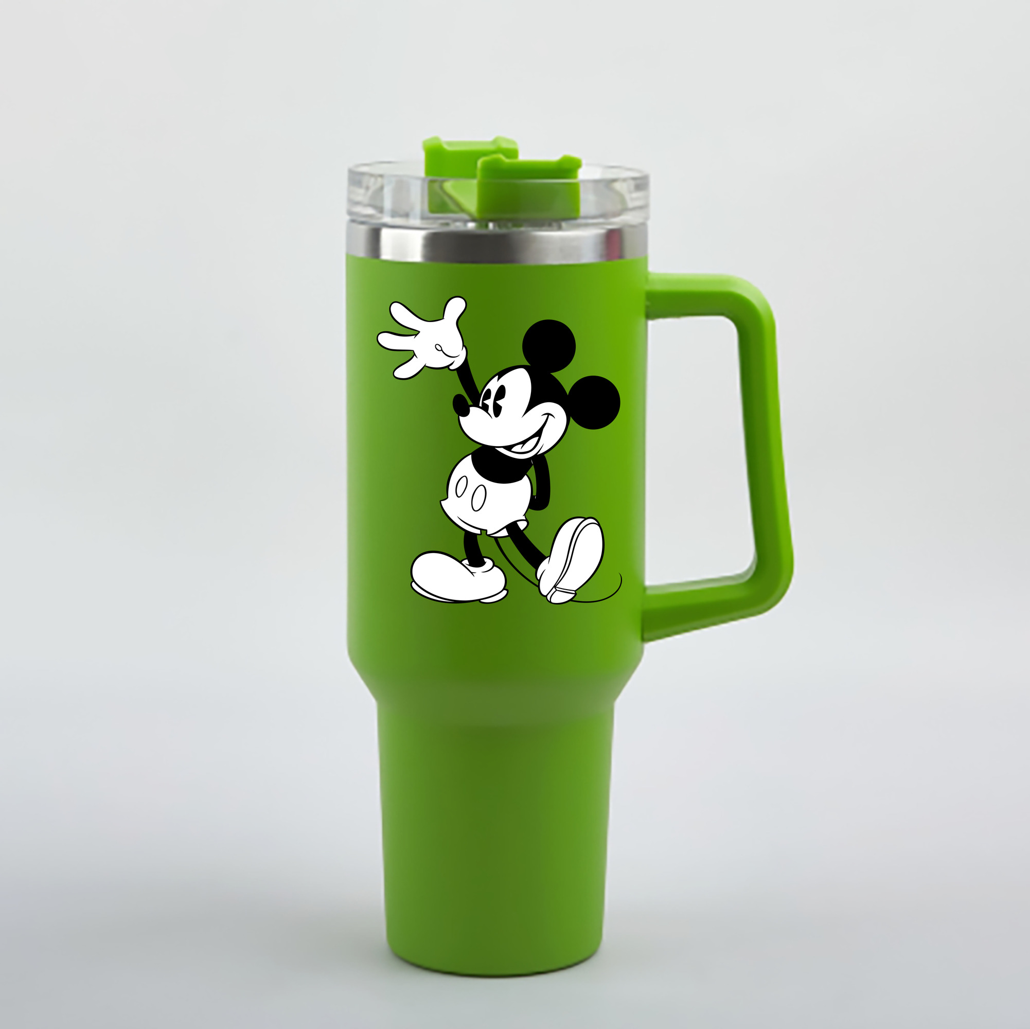 （画像用） ミッキーマウス Mickey Mouse 1200mL車用タンブラー - クリスタルステッカー（プラスチックストロー付き）